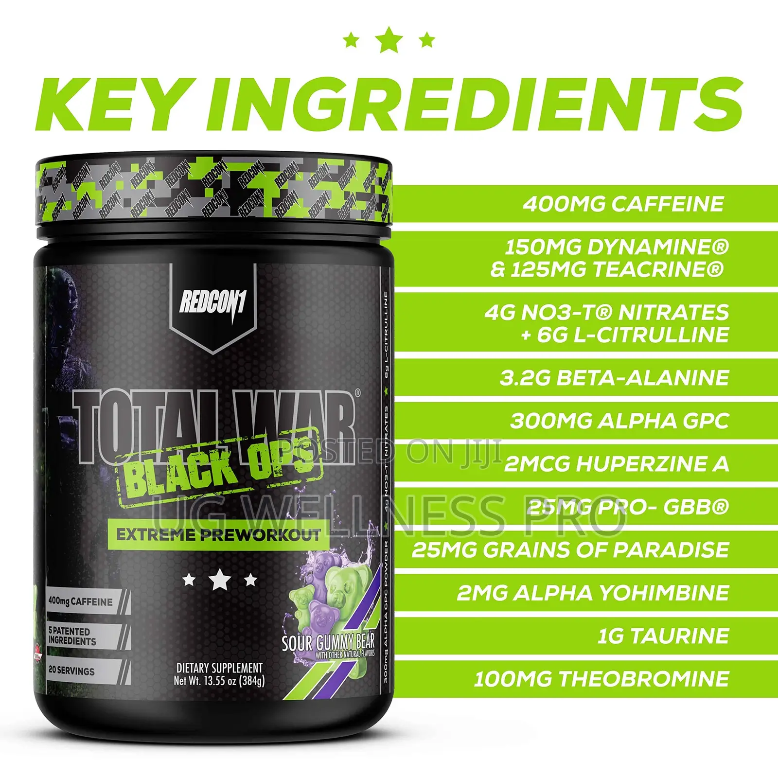 REDCON1 Total War Black Ops Pre Workout 20 Servings - Sour Gummy Bear