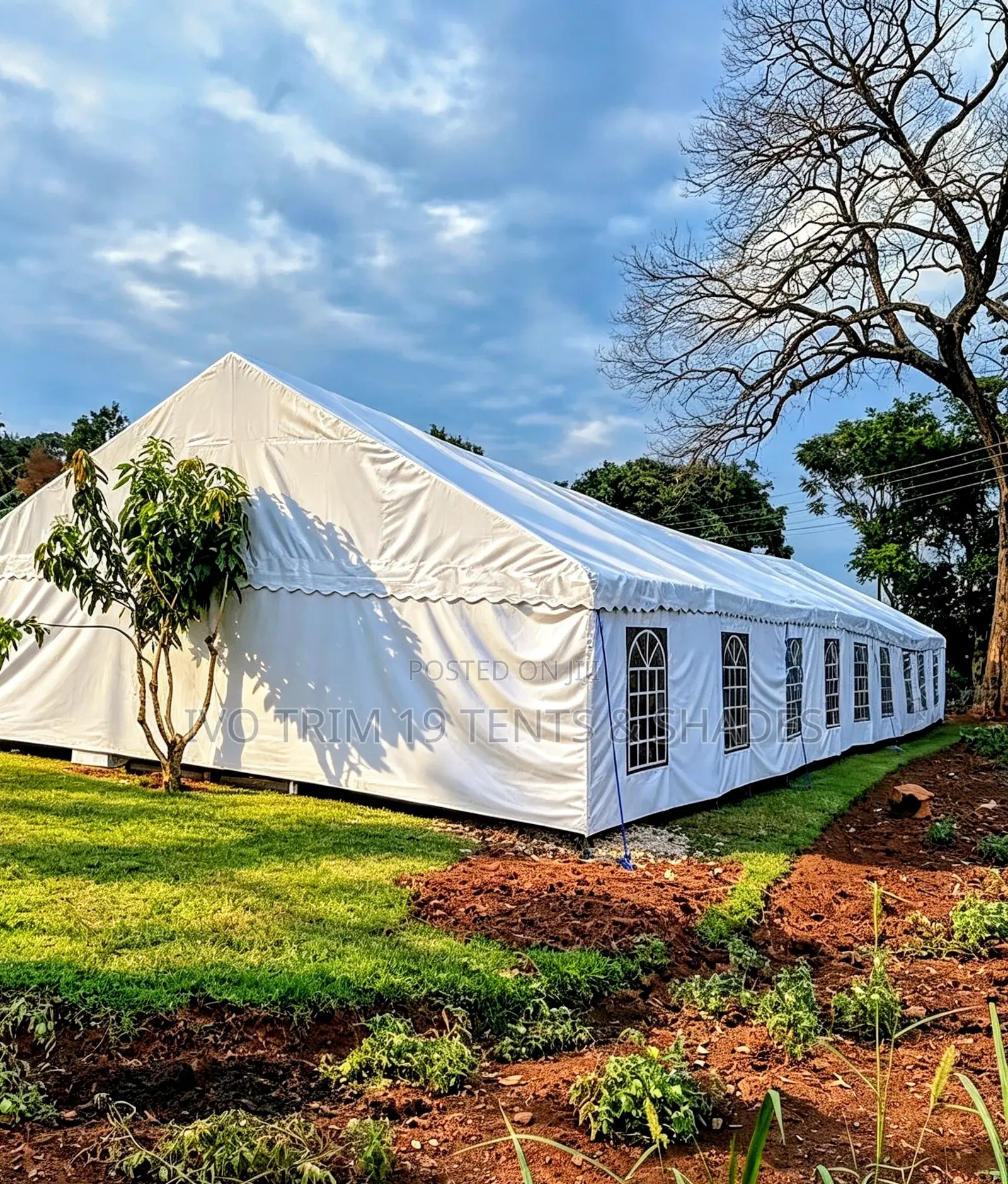 — A Modular Commercial Event Church Tent , Tensioned White PVC Side