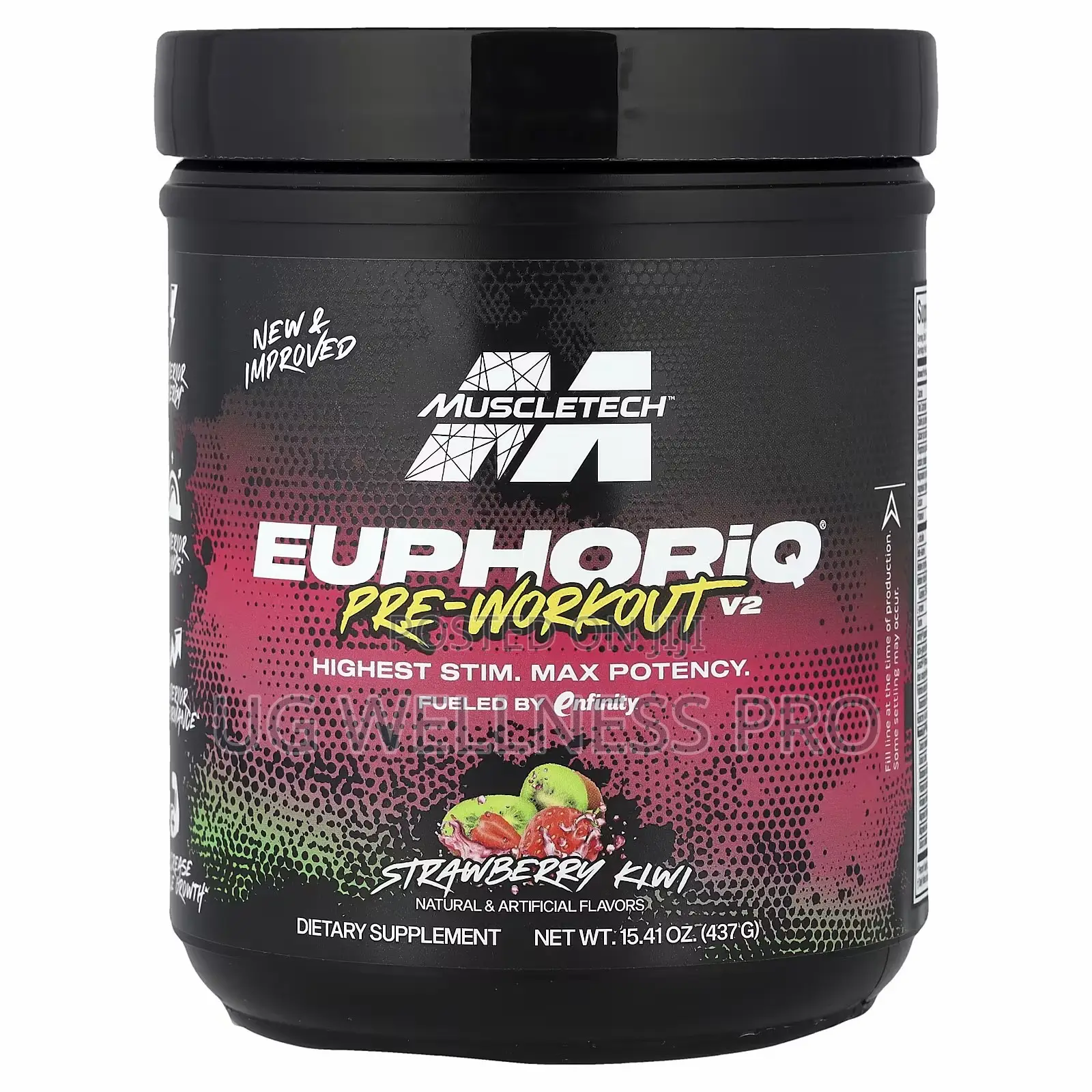 MuscleTech EuphoriQ Pre-Workout V2 437g (20 Servings) Strawberry Kiwi