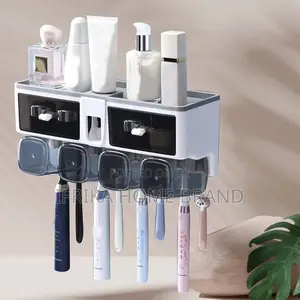 Multifunctional Wall-Mounted Toothbrush Holder, Bathroom Storage Rack