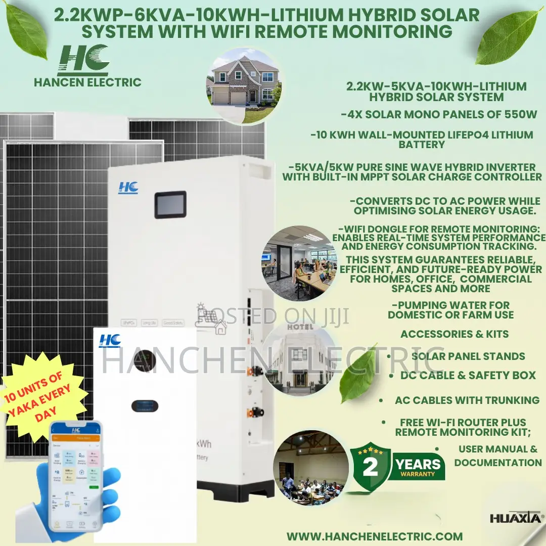 Complete 2.2kw Solar System With 10kwh Lithium Battery