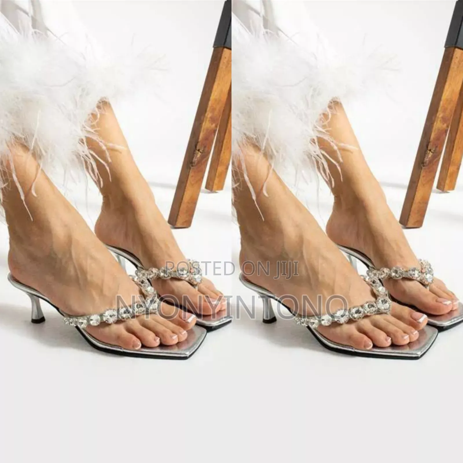 Crystal Thong Kitten Heel