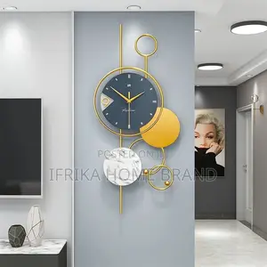 Modern Geometric Wall Clock Featuring a Dark Circular Face