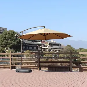 Offset Cantilever Patio Umbrella With a Double-Tier Canopy and a Heavy