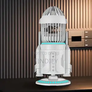 Mist Spray Desk Fan Rocket Shape Dynamic LED Effects