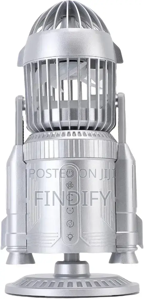 Mist Spray Desk Fan Rocket Shape Dynamic LED Effects