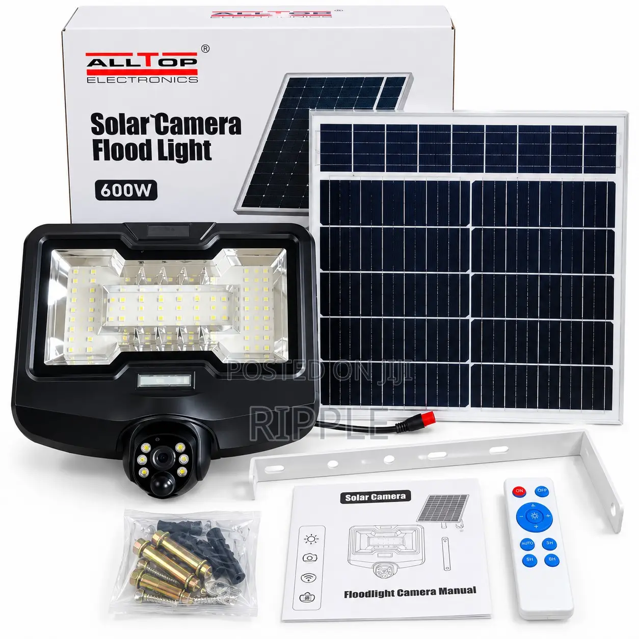 600W Solar Camera Flood Light 4MP | 4G WiFi CCTV | 25W Solar Panel