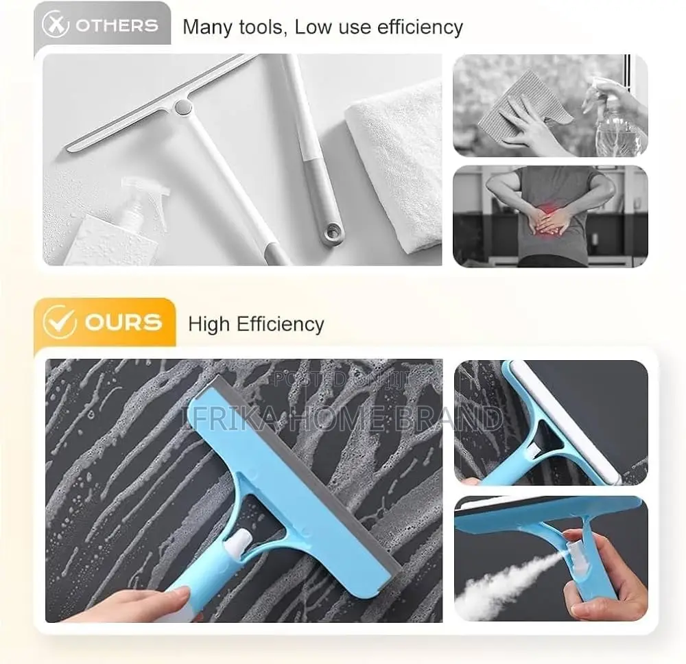 3 in 1 Window Cleaning Scraper, Squeegee for Shower Glass