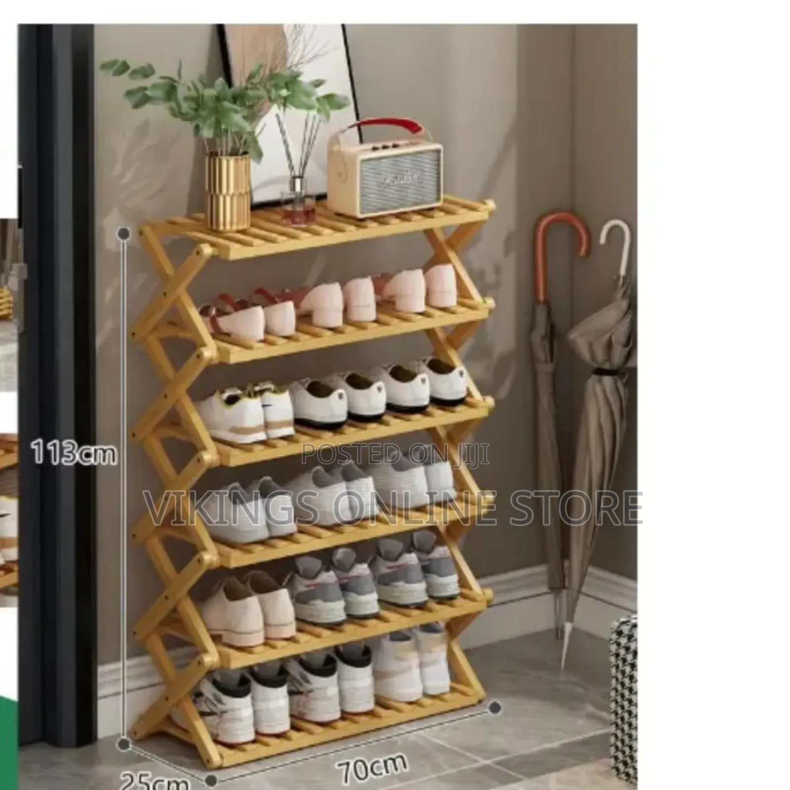 70 Cm to 25cm 6 Layer Bamboo Collapsable Shoe Rack