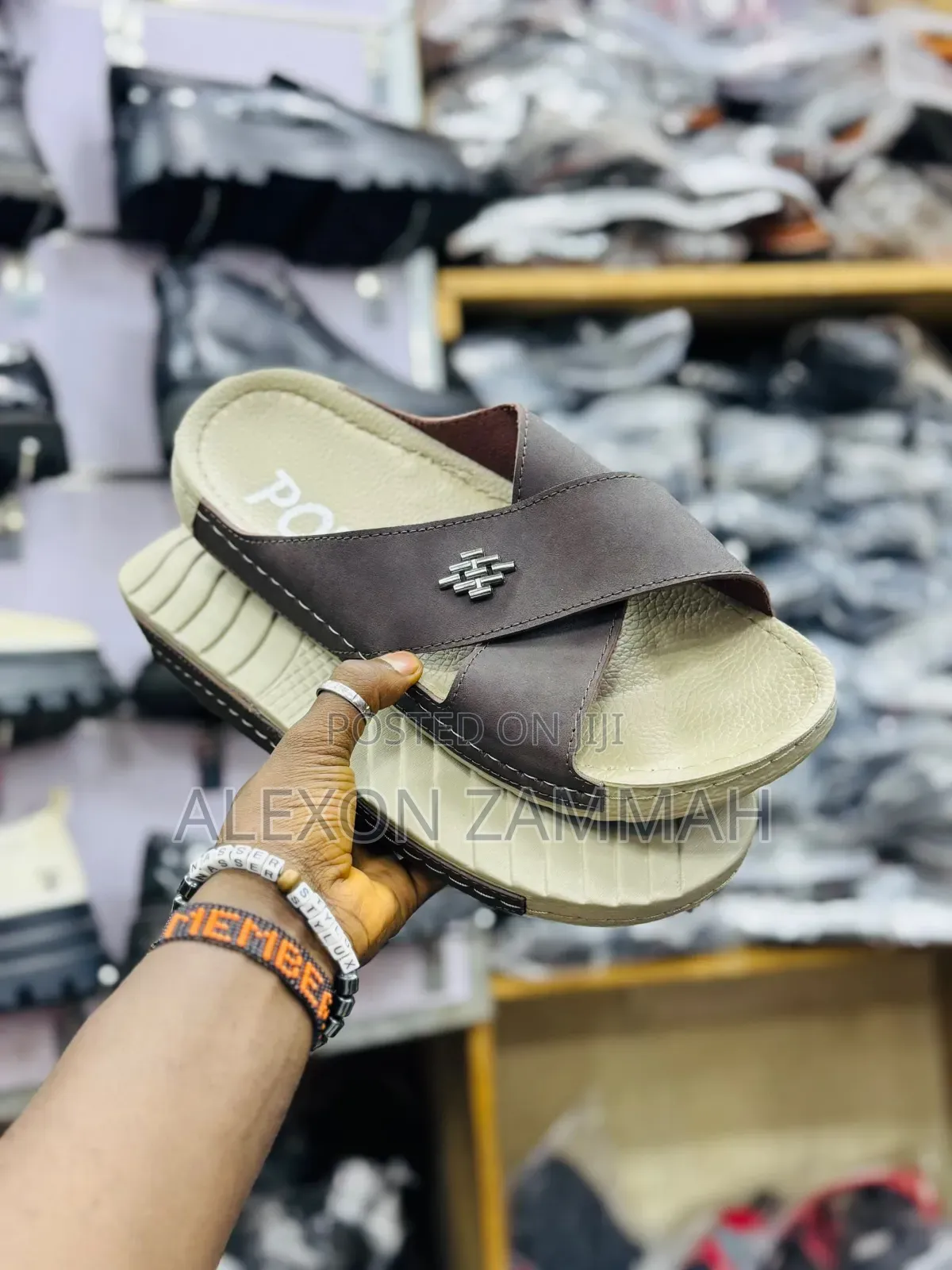 Polex Leather Cross Sandals - Men - 40-44 - Brown Black - Ale6on