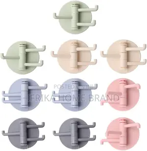 Multi-Arm Swivel Wall Hooks With Self-Adhesive Circular Mounts
