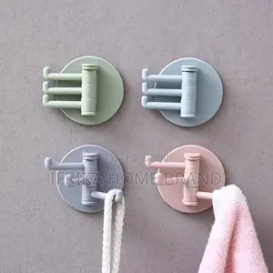 Multi-Arm Swivel Wall Hooks With Self-Adhesive Circular Mounts