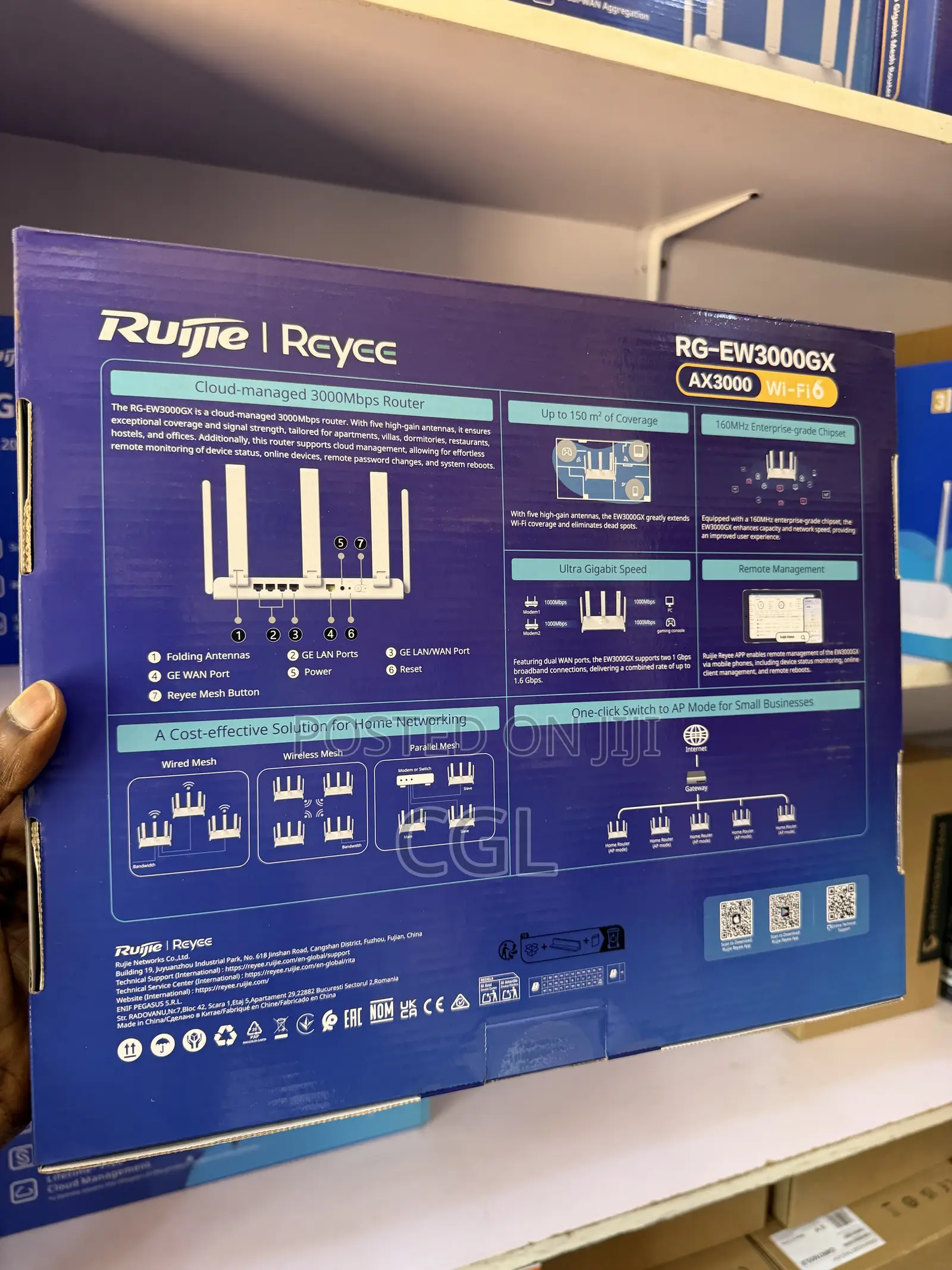 Ruijie Reyee Rg-Ew3000gx Ax3000 WiFi Gigabit Acesspoint Router