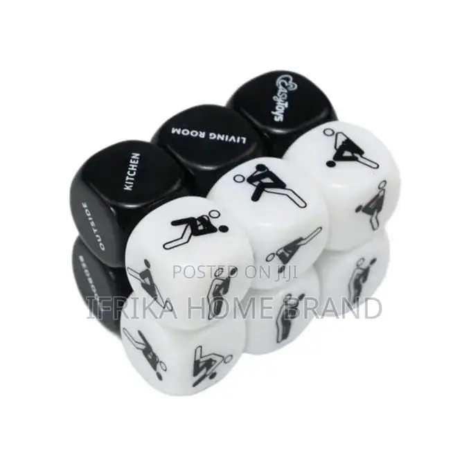 Six-Sided Adult Novelty Dice Featuring Printed Sex Positions in Black,