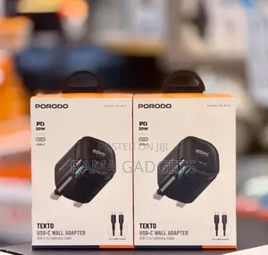 Porodo PD 20W Fast Charging Adapter With USB-C and Lightning Cable
