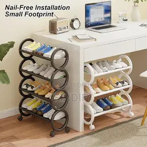 Shoe Rack With Wheels, Space-Saving Movable Shoes Organizer Storage