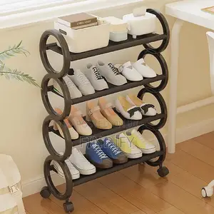 Shoe Rack With Wheels, Space-Saving Movable Shoes Organizer Storage