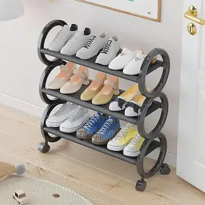 Shoe Rack With Wheels, Space-Saving Movable Shoes Organizer Storage