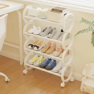 Shoe Rack With Wheels, Space-Saving Movable Shoes Organizer Storage