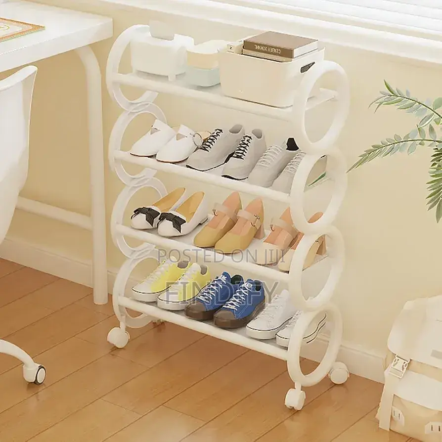 Shoe Rack With Wheels, Space-Saving Movable Shoes Organizer Storage