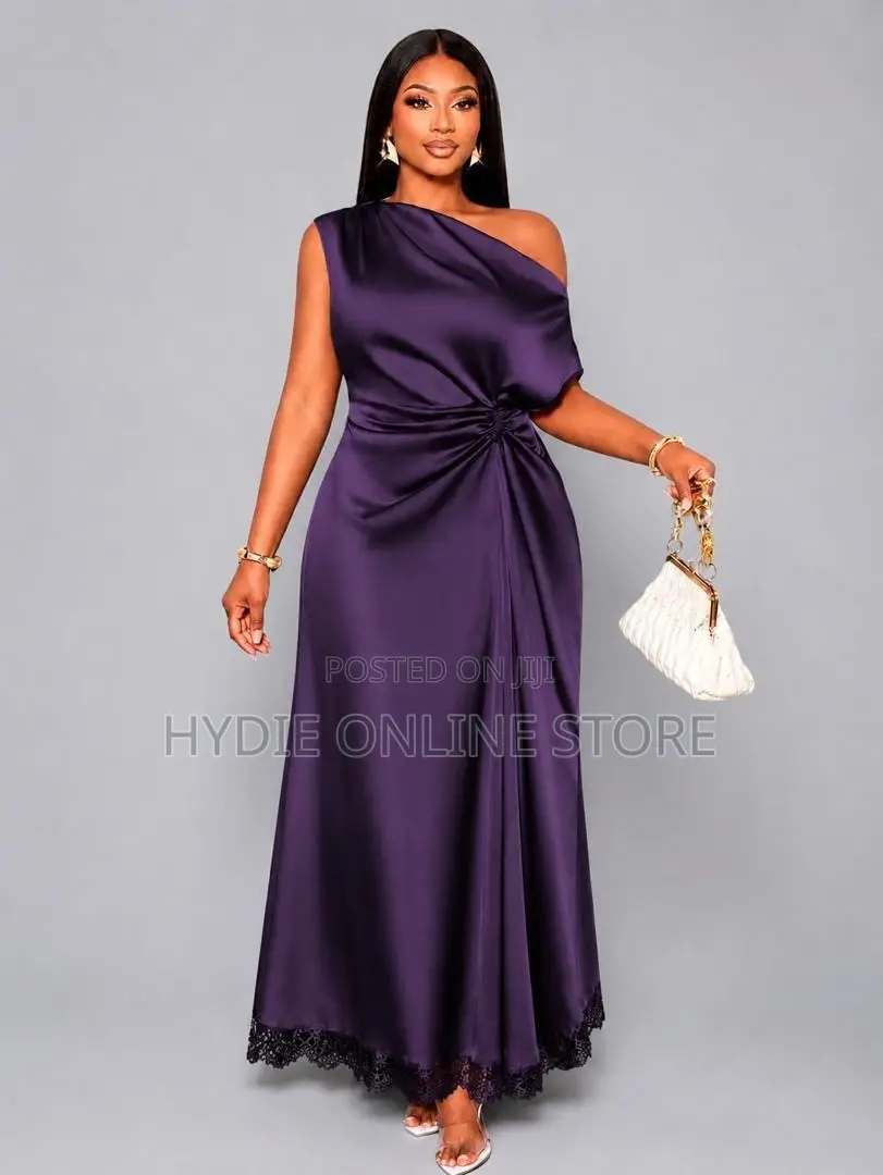 Ladies Armless Long Purple Dress