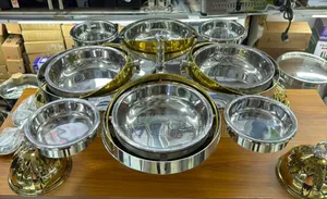8pcs Rotating Round Serving Dishes Gold.