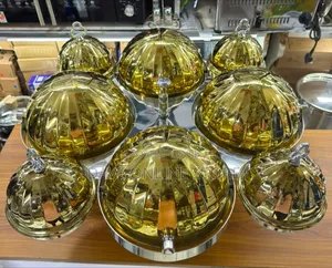 8pcs Rotating Round Serving Dishes Gold.