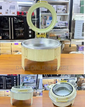 Round Wooden-Look Chafing Dish
