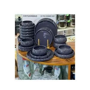 24Pc Polished Grey Dinner Set