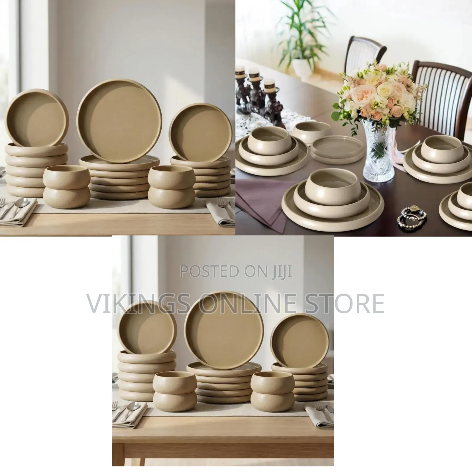 24Pc Mate Finished Beige Dinner Set