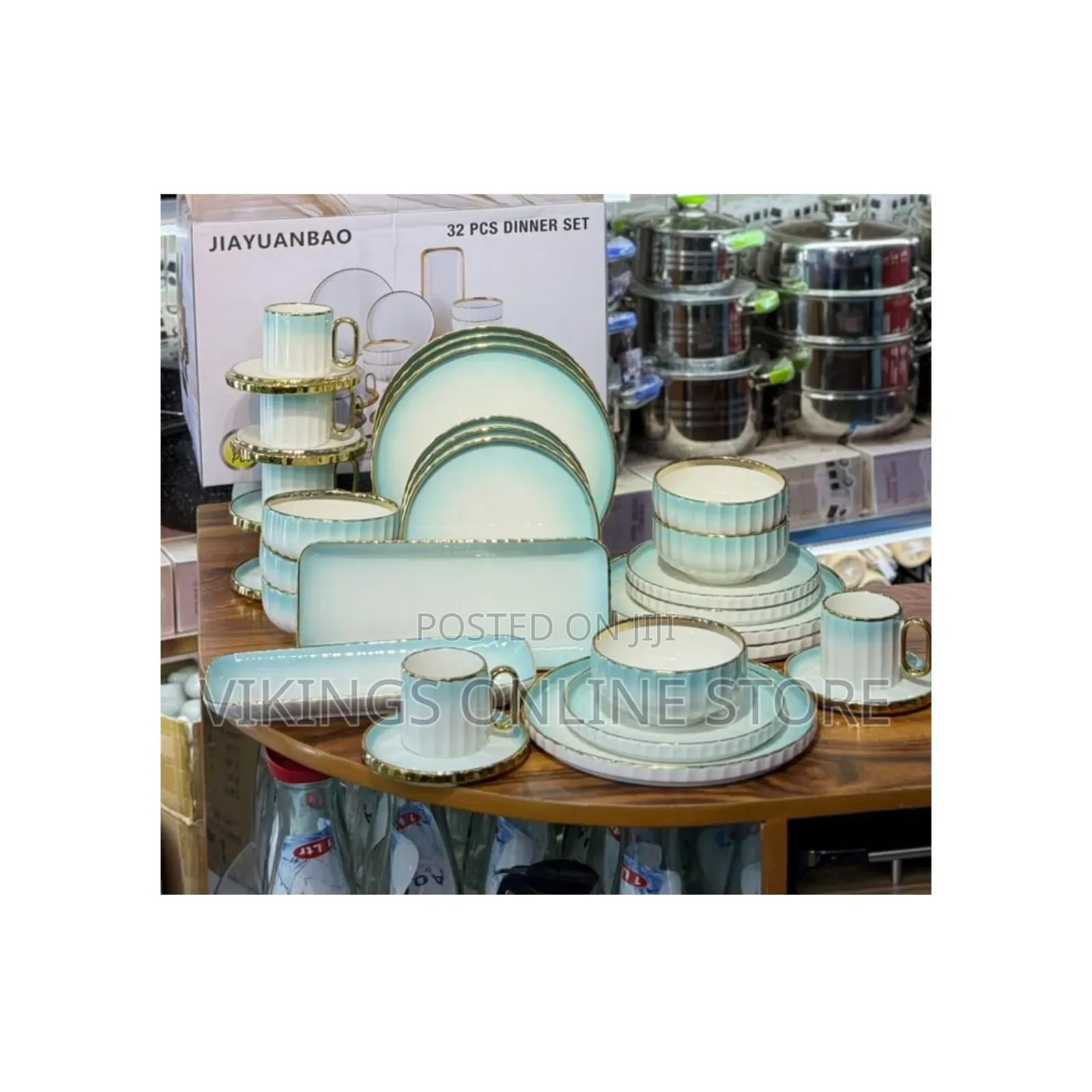 32Pc Blue Camouflage Dinner Set