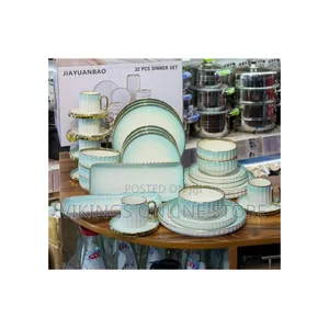 32Pc Blue Camouflage Dinner Set