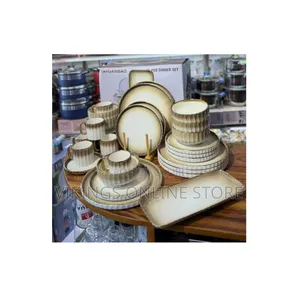 32pc Brown Camouflage Dinner Set