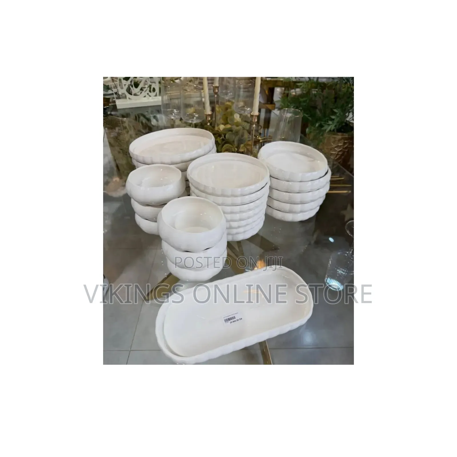 25pc Ribbed Pure White Dinner Set