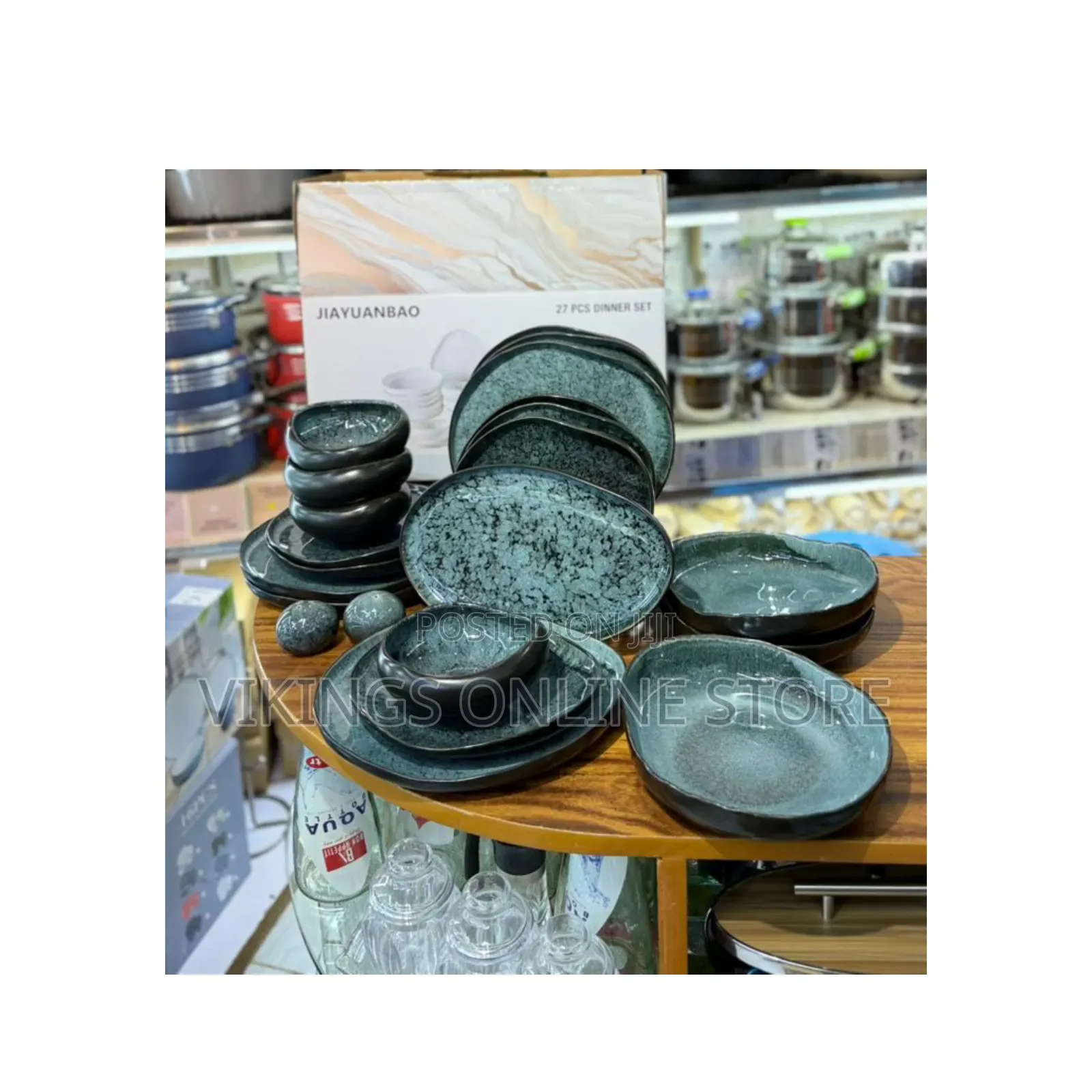 Aesthetic Irregular Ocean Teal 27pc Dinner Set