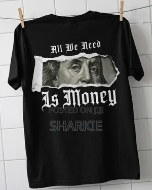 Black Vintage Dollar Bill Streetwear Tee