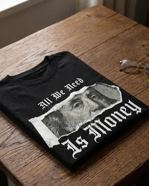 Black Vintage Dollar Bill Streetwear Tee