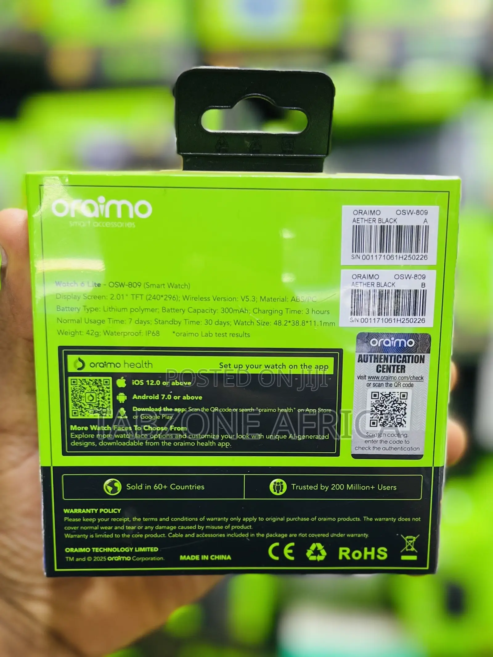 Oraimo Watch 6 Lite OSW-809 2.01′′ HD Smartwatch IP68 HD Calling