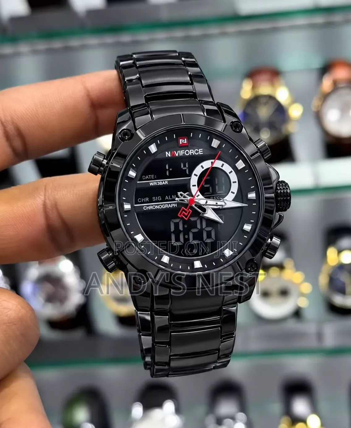 Black Stainless Naviforce Watch for Men