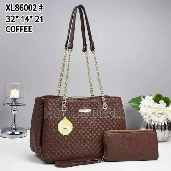 Quilted Handbag Matching Wallet 2-Piece Set