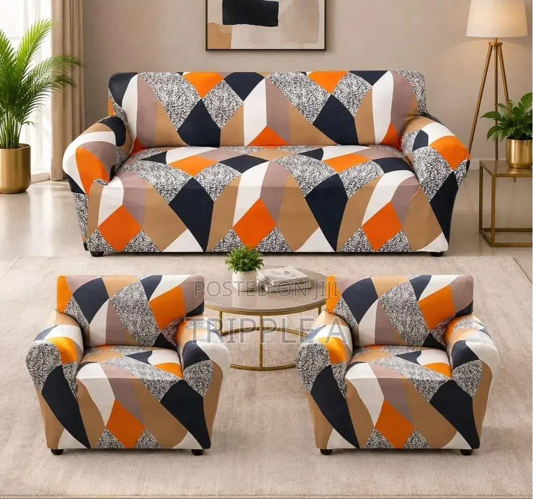 Geometric Print Stretch Sofa Cover Set ( 7 Seater)
