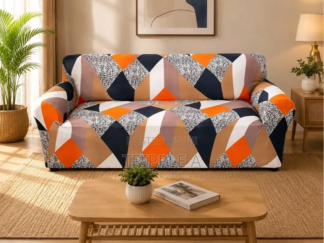 Geometric Print Stretch Sofa Cover Set ( 7 Seater)