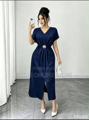 Simple Button Satin Dress