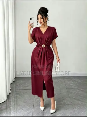 Simple Button Satin Dress