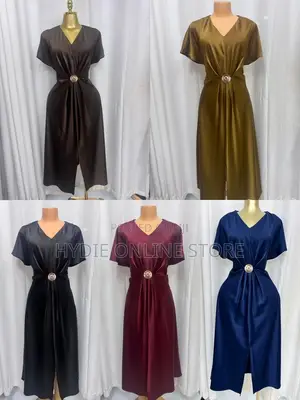 Simple Button Satin Dress