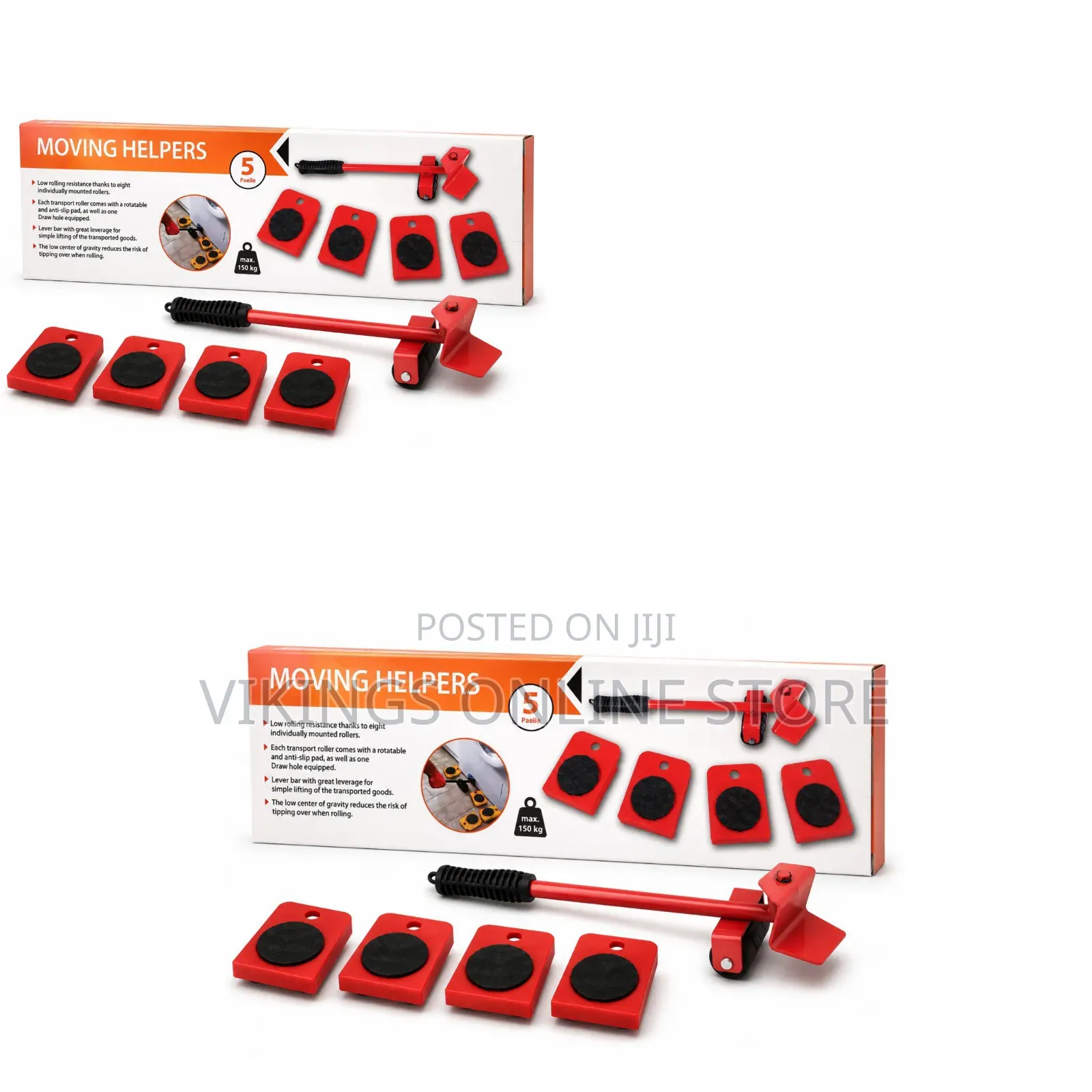 5-Piece Red Moving Helpers Furniture Lifter and Mover Tool Set