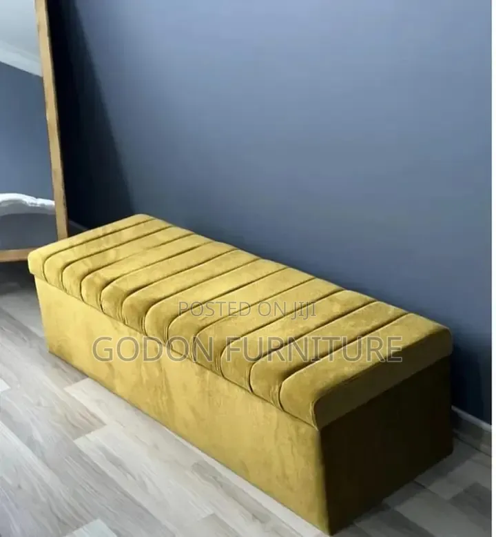 Mustard Gold Velvet Storage Ottoman