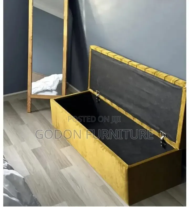 Mustard Gold Velvet Storage Ottoman