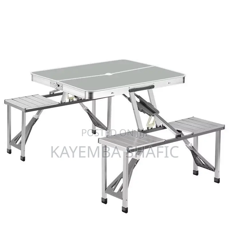 Portable Aluminum Folding Picnic Table With 4 Integrated Seats