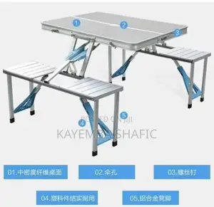 Portable Aluminum Folding Picnic Table With 4 Integrated Seats
